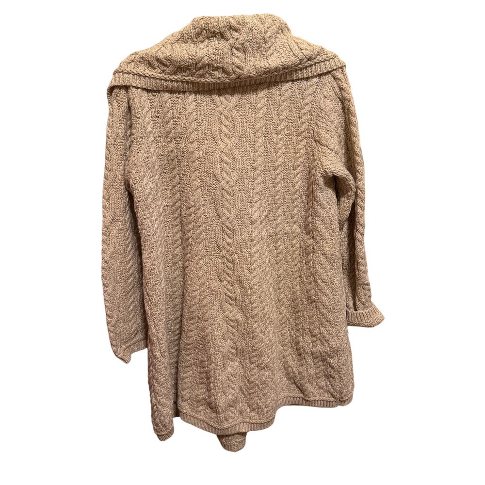 Aran Crafts Ireland Merino Wool Cable Knit Sweater Coat Cardigan Women Cream M - Picture 9 of 13
